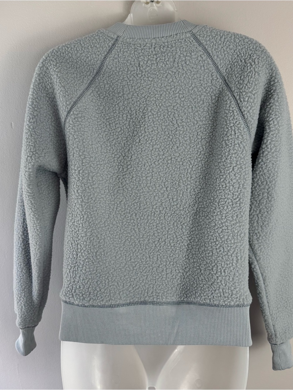 Everlane The Renew Fleece Raglan Light Blue Crew Neck Sweatshirt Size XS - Picture 10 of 11